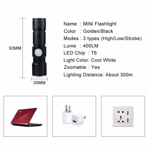 High End Powerful Rechargeable LED Flaslight